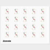 Aquarel letter S met rozen Ronde Sticker (Vel)