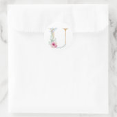 Aquarel letter U met rozen Ronde Sticker (Tas)