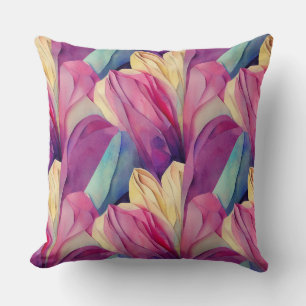 Aquarel Levendig Geschilderde Lente Bloemen Kussen