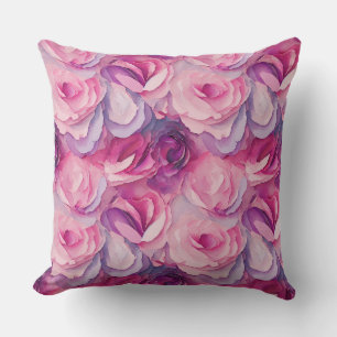 Aquarel Levendig Geschilderde Roze Lente Bloemen Kussen