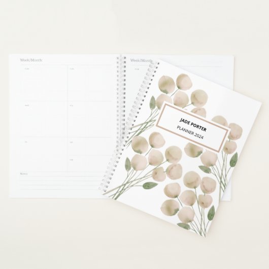 Aquarel Lichtroze Bloemen Weekplanner Planner (Display)