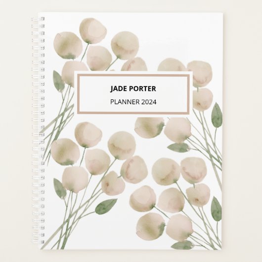 Aquarel Lichtroze Bloemen Weekplanner Planner (Voorkant)