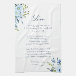 Aquarel Liefde is Geduldig Blauw Witte Keuken Theedoek