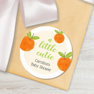Aquarel Lieve Kleine Moppie Oranje Babyshower Ronde Sticker
