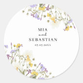 Aquarel Lila bruiloft Ronde Sticker (Voorkant)