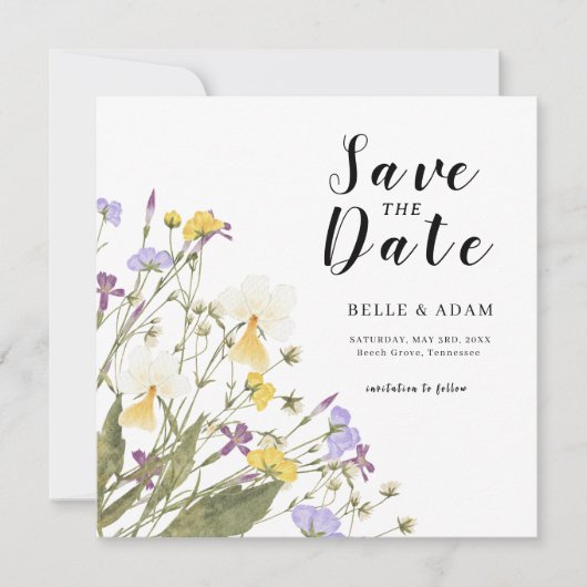 Aquarel Lila bruiloft Save The Date (Voorkant)