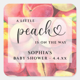 Aquarel Little peach is on the way baby shower Vierkante Sticker