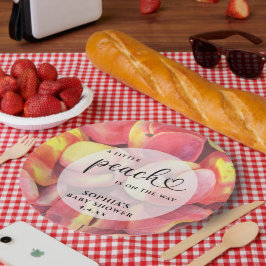 Aquarel Little peach is op komst baby shower Papieren Bordje