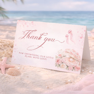 Aquarel Little Pearl Baby Shower Bedankkaart