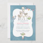 Aquarel Llama thema baby shower uitnodiging (Voorkant)