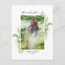 Aquarel Loof Verticaal Foto Afstudeerkaart