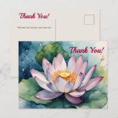Aquarel Lotusbloem Bedankt Briefkaart (Voorkant / Achterkant)