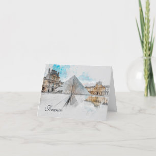 Aquarel Louvre Parijs Dankkaart – Elegant  Bedankkaart