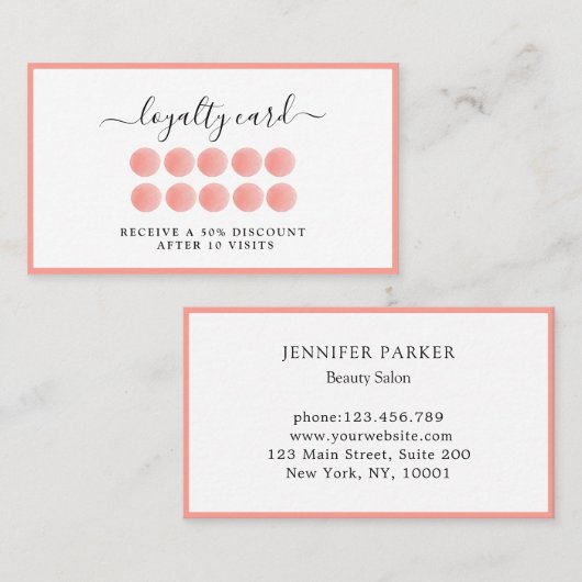 Aquarel Loyalität 10 Kaart Visitekaartje (Voorkant / Achterkant)