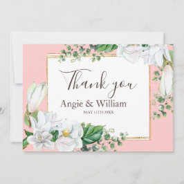 Aquarel Magnolia Blush Trouw Dank Je Bedankkaart