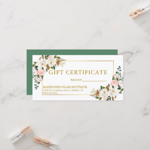 Aquarel Magnolia's Rozen Groen Cadeaubon