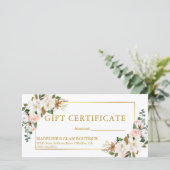 Aquarel Magnolia's Rozen Groen Cadeaubon (Staand voorkant)