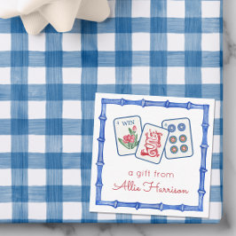 Aquarel Mahjong Tegels & Strikjes Enclosure Notitiekaartje