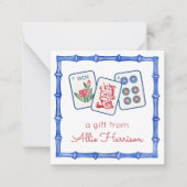 Aquarel Mahjong Tegels & Strikjes Enclosure Notitiekaartje (Voorkant)