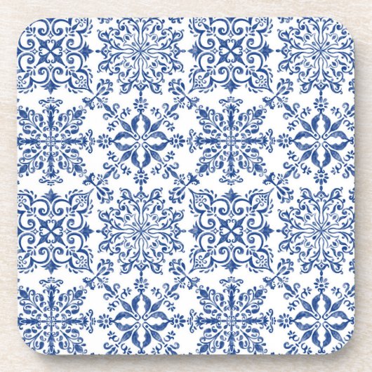 Aquarel Mandala Azure Hard plastic onderzetter (Voorkant)