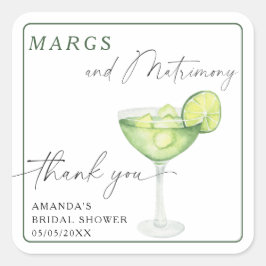 Aquarel Margarita Bedankt Bruidsuitnodiging  Vierkante Sticker