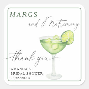 Aquarel Margarita Bedankt Bruidsuitnodiging Vierkante Sticker