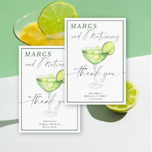 Aquarel Margarita Dank je Bruids douche Bedankkaart