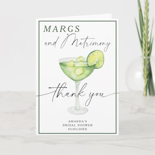 Aquarel Margarita Dank je bruidsdouche  Bedankkaart (Voorkant)