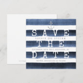 Aquarel marine strepen nautisch save the date (Voorkant / Achterkant)