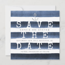 Aquarel marine strepen nautisch save the date