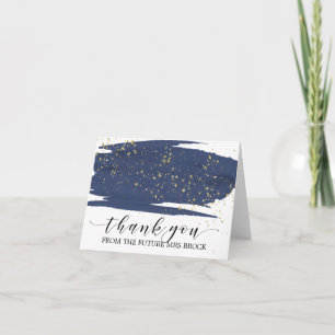 Aquarel Marineblauw en Goud Toekomstige Mevrouw Da Bedankkaart