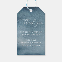 Aquarel marineblauw nautisch trouwfeest bedankt cadeaulabel