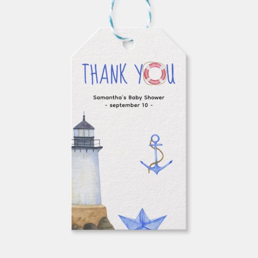 Aquarel maritiem - dank je cadeaulabel (Voorkant)