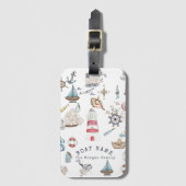 Aquarel maritieme elementen Zeiler Bagagelabel (Voorkant (verticaal))