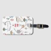 Aquarel maritieme elementen Zeiler Bagagelabel (Voorkant (horizontaal))