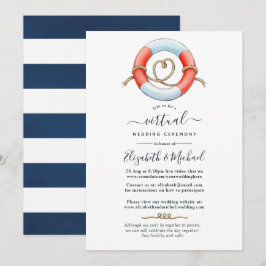 Aquarel maritieme online virtuele bruiloft kaart