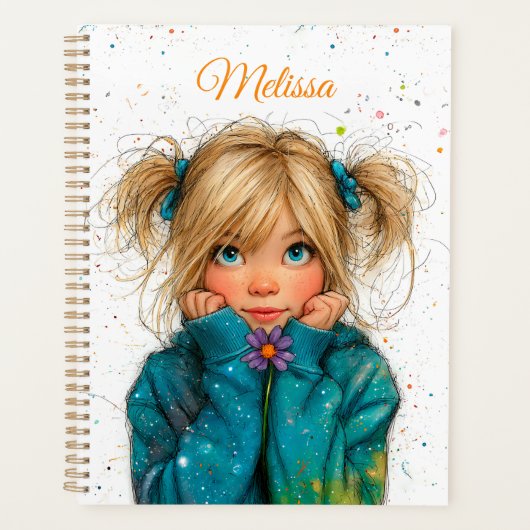 Aquarel Meisje Elke Naam Planner (Voorkant)