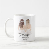 aquarel meisjes, bruidsmeisje gepersonaliseerd  koffiemok (Links)