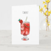 Aquarel met aardbeiencocktail geïllustreerd kaart (Gele Bloem)