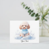 Aquarel Miniatuur Abrikozenkleurige Poodle Puppy H Briefkaart (Staand voorkant)