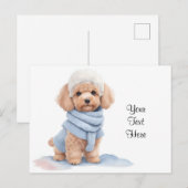 Aquarel Miniatuur Abrikozenkleurige Poodlepuppy Ho Briefkaart (Voorkant / Achterkant)