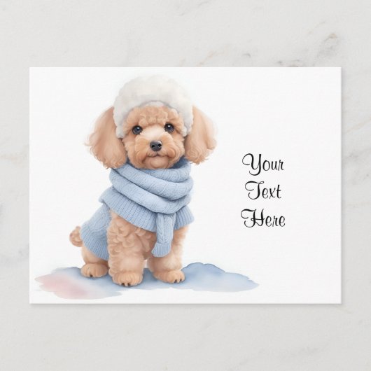 Aquarel Miniatuur Abrikozenkleurige Poodlepuppy Ho Briefkaart (Voorkant)
