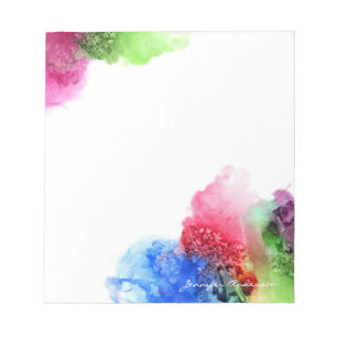 Aquarel Modern Blauw Groen Rood Gepersonaliseerd Notitieblok