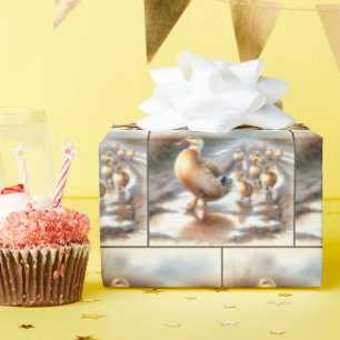 Aquarel Moeder Eend Met Eendjes Cadeaupapier