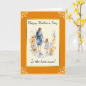 Aquarel Moeder En Dochter Kaart (Gele Bloem)