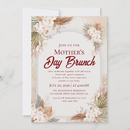 Aquarel Moederdag Brunch Uitnodigingen (Voorkant)