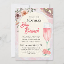 Aquarel Moederdag Brunch Uitnodigingen