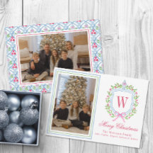 Aquarel Monogram Chinoiserie Pot Wapenschild Foto