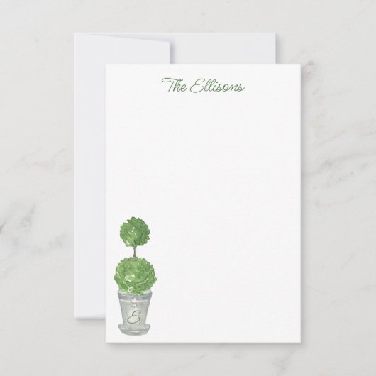 Aquarel Monogram Topiary Notitiekaarten (Voorkant)