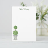 Aquarel Monogram Topiary Notitiekaarten (Staand voorkant)